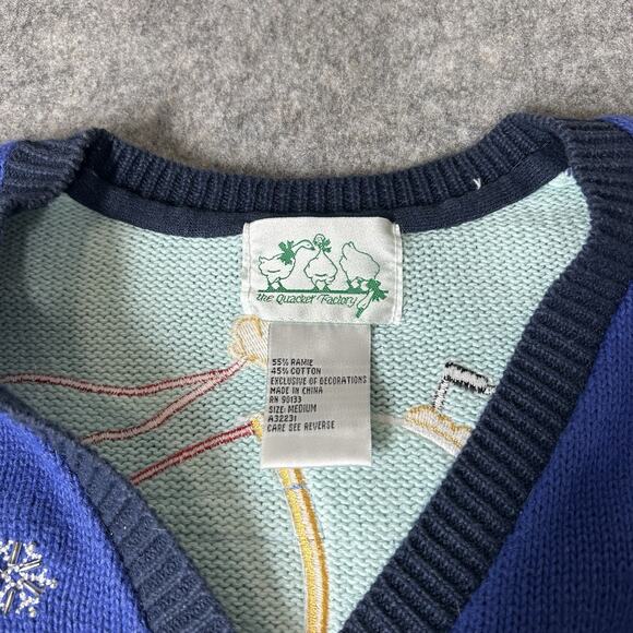 Vintage Quacker Factory Sweater Womens Medium Ugly Christmas Cardigan Snowman - Picture 8 of 10